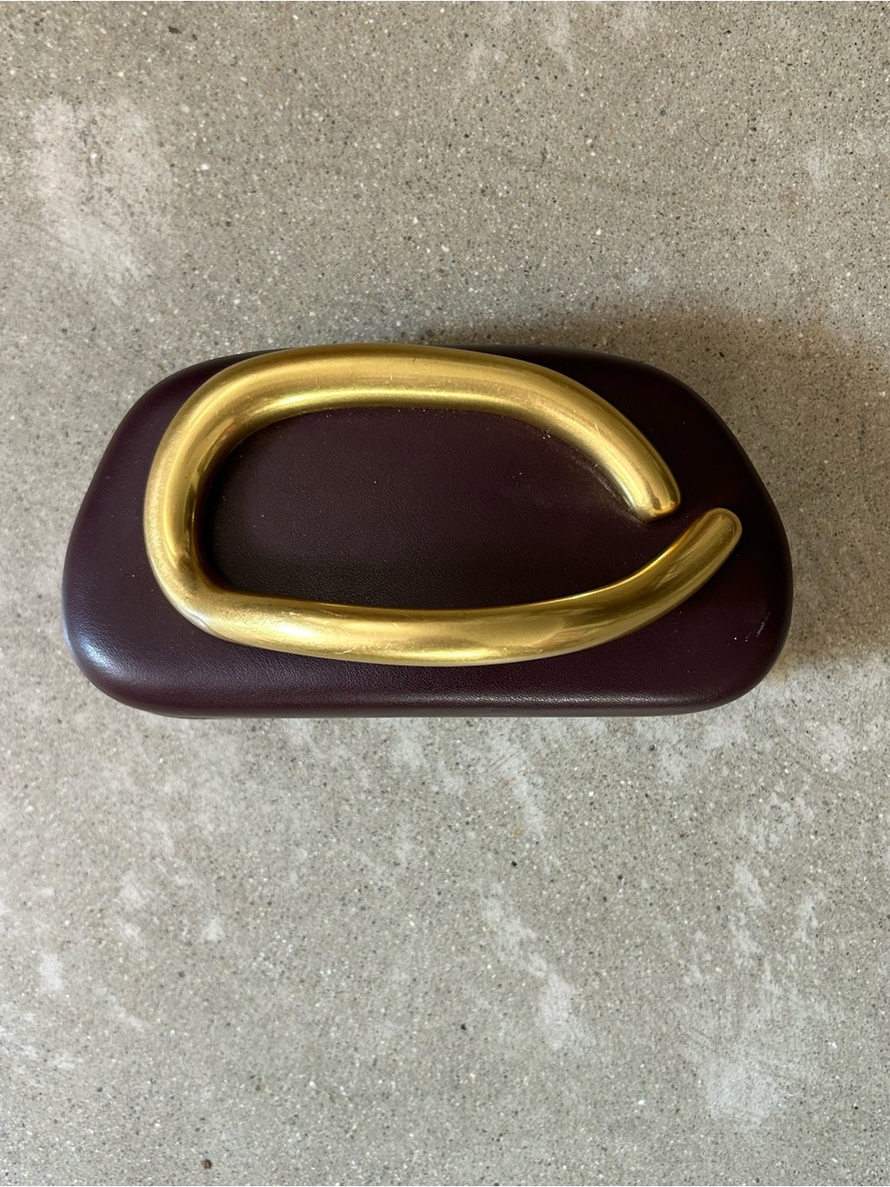 Zara Gold Accent Maroon Leather Clutch - Women Accessories